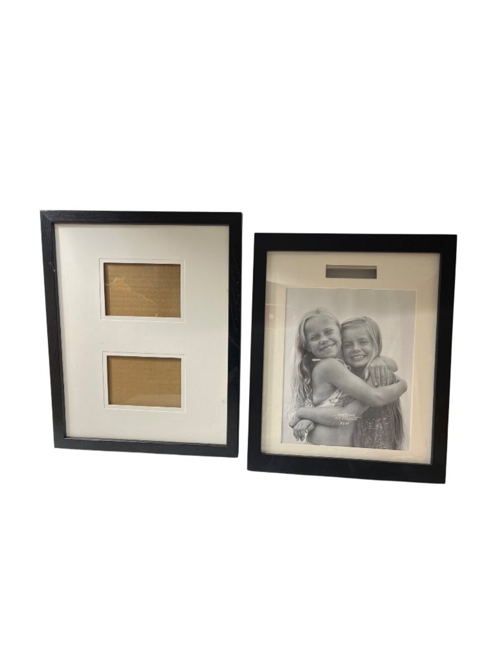 Black Wooden Picture Frames 11x14 & 8x10 With Double Mat & Single Mat Variations